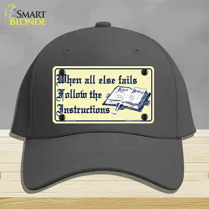 Follow Instructions Novelty License Plate Hat Cotton / Charcoal