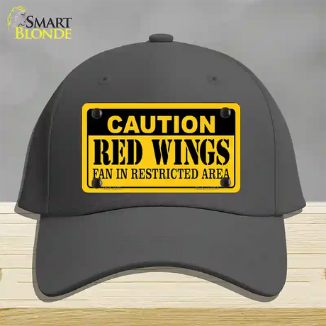 Caution Red Wings Novelty License Plate Hat Cotton / Charcoal