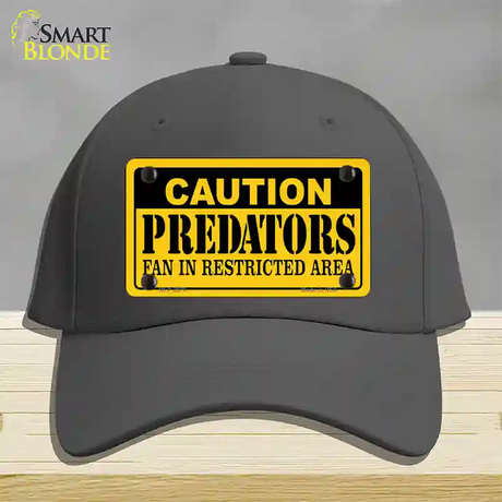 Caution Predators Novelty License Plate Hat Cotton / Charcoal