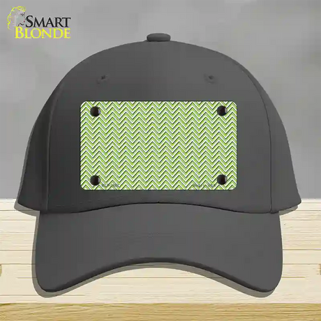 Lime Green White Chevron Novelty License Plate Hat Cotton / Charcoal