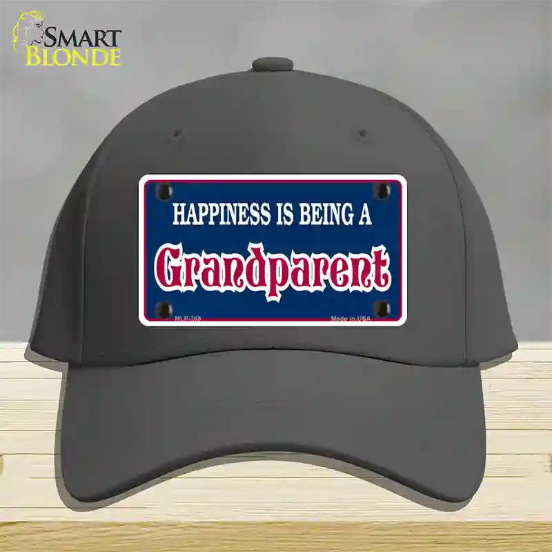 Happiness Being Grandparent Novelty License Plate Hat Cotton / Charcoal