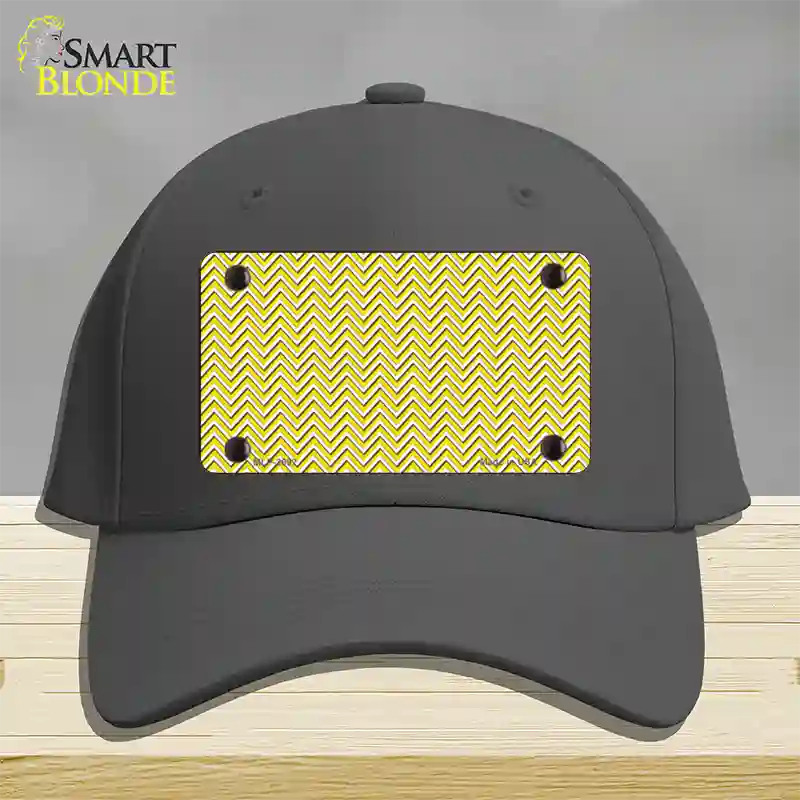 Yellow White Chevron Novelty License Plate Hat Cotton / Charcoal