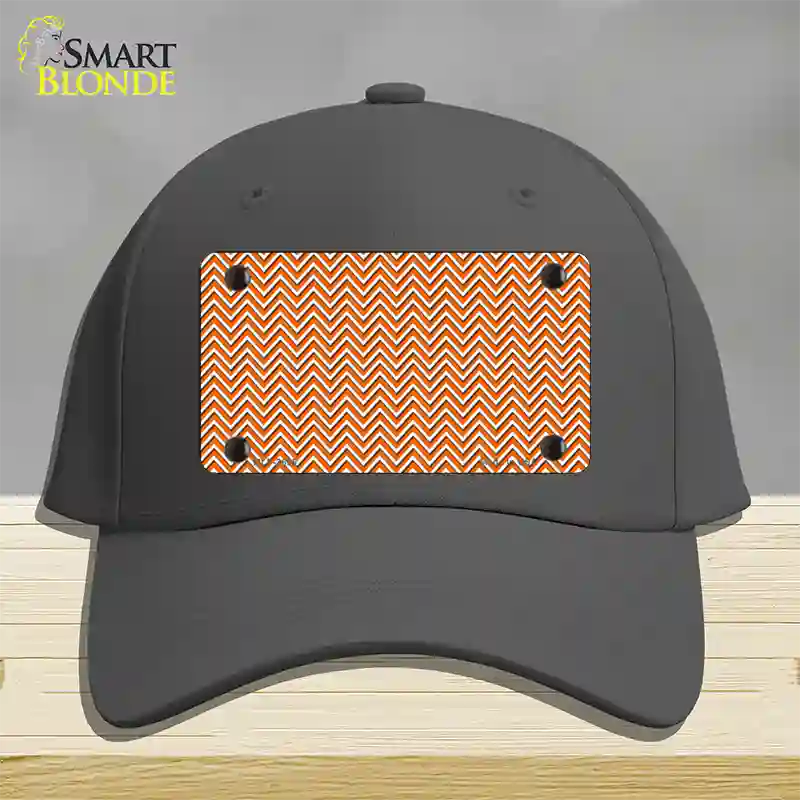 Orange White Chevron Novelty License Plate Hat Cotton / Charcoal