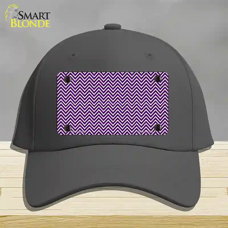 Purple White Chevron Novelty License Plate Hat Cotton / Charcoal