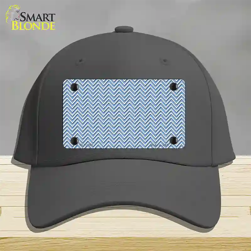 Light Blue White Chevron Novelty License Plate Hat Cotton / Charcoal