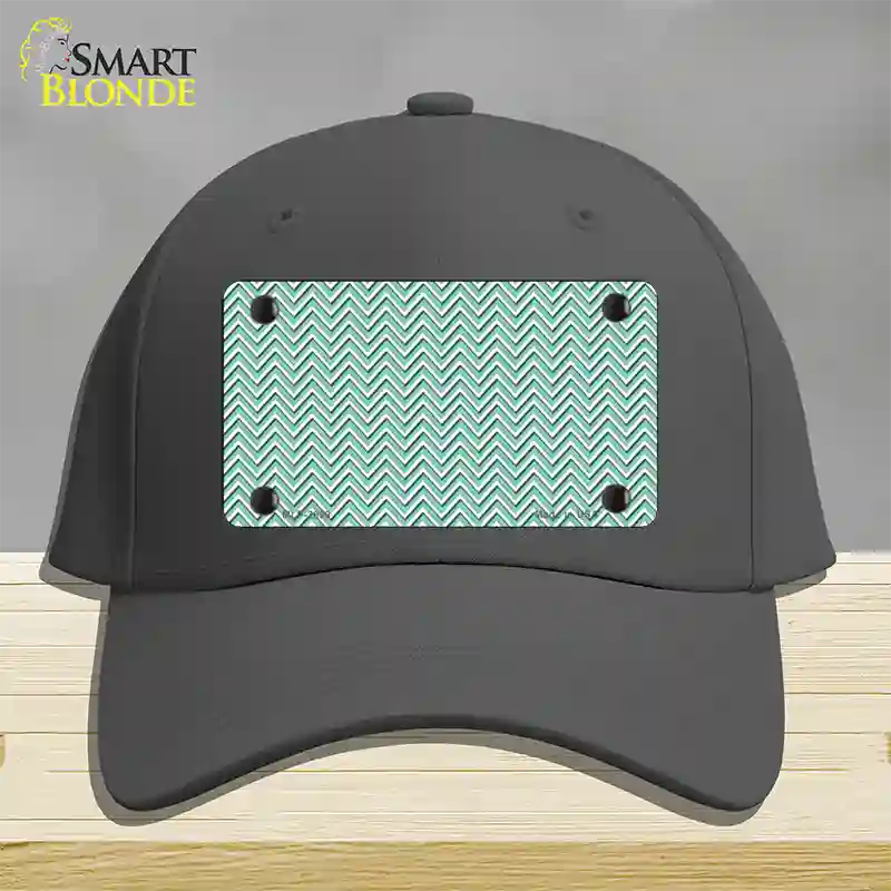 Mint White Chevron Novelty License Plate Hat Cotton / Charcoal