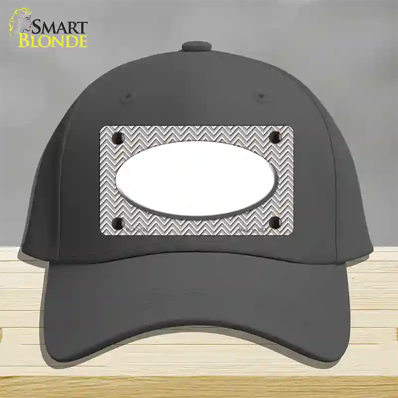 Grey White Chevon White Oval Novelty License Plate Hat Cotton / Charcoal