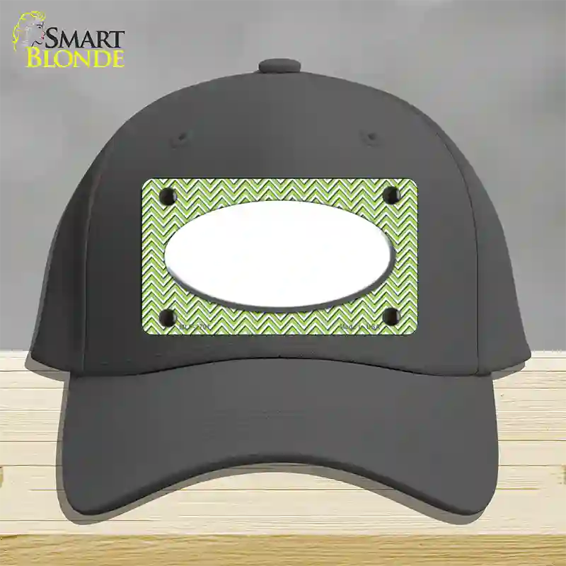 Lime Green White Chevon White Center Oval Novelty License Plate Hat Cotton / Charcoal