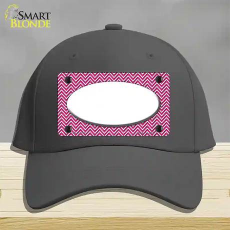 Pink White Chevon White Center Oval Novelty License Plate Hat Cotton / Charcoal