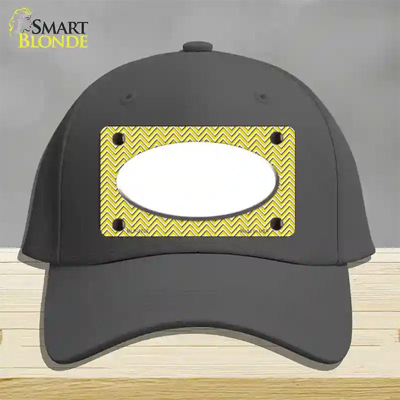 Yellow White Chevon White Center Oval Novelty License Plate Hat Cotton / Charcoal