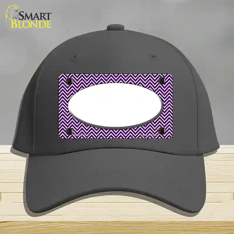 Purple White Chevon White Center Oval Novelty License Plate Hat Cotton / Charcoal