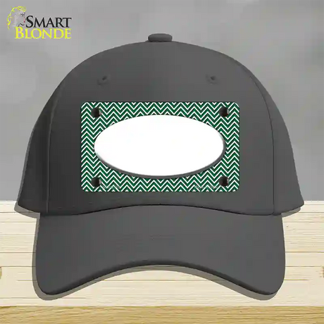 Green White Chevon White Center Oval Novelty License Plate Hat Cotton / Charcoal