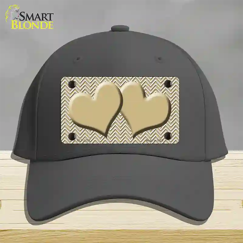 Gold White Chevron Gold Center Hearts Novelty License Plate Hat Cotton / Charcoal