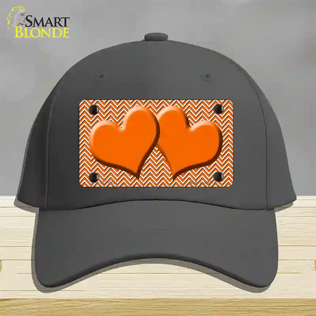 Orange White Chevron Orange Center Hearts Novelty License Plate Hat Cotton / Charcoal