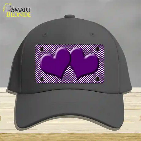 Purple White Chevron Purple Center Hearts Novelty License Plate Hat Cotton / Charcoal