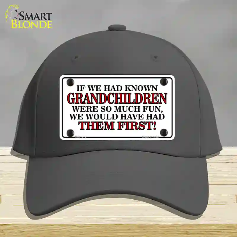 Grandchildren First Novelty License Plate Hat Cotton / Charcoal