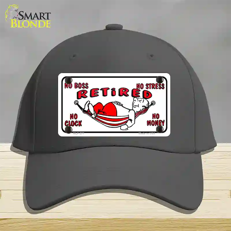 Retired With Hammock Novelty License Plate Hat Cotton / Charcoal