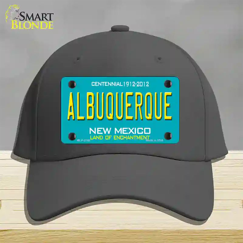 Albuquerque New Mexico Teal Novelty License Plate Hat Cotton / Charcoal