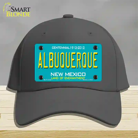 Albuquerque New Mexico Teal Novelty License Plate Hat Cotton / Charcoal