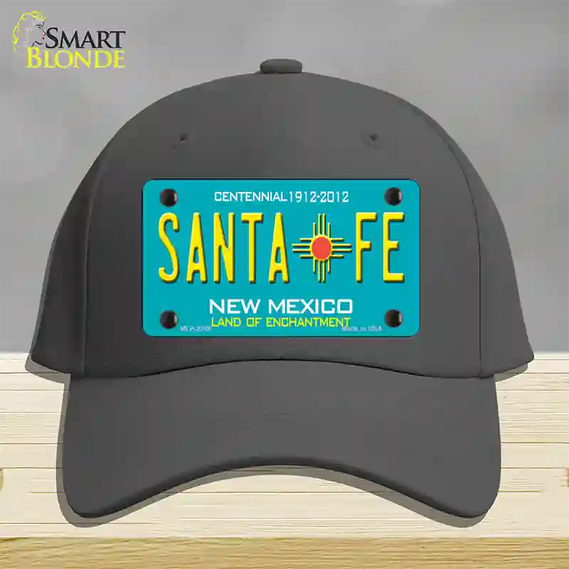 Santa Fe New Mexico Teal Novelty License Plate Hat Cotton / Charcoal