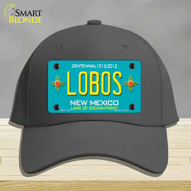 Lobos New Mexico Teal Novelty License Plate Hat Cotton / Charcoal