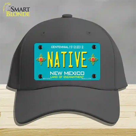 Native New Mexico Teal Novelty License Plate Hat Cotton / Charcoal