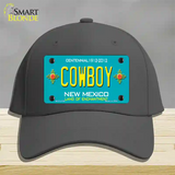 Cowboy New Mexico Teal Novelty License Plate Hat Cotton / Charcoal