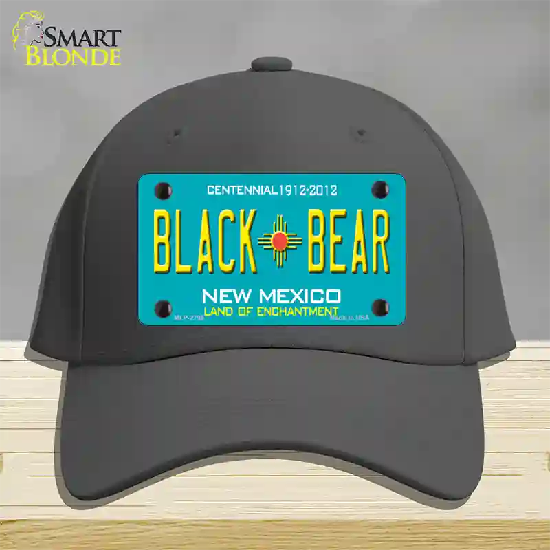 Black Bear New Mexico Teal Novelty License Plate Hat Cotton / Charcoal