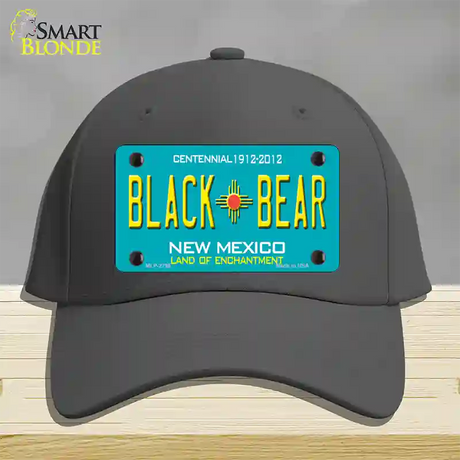 Black Bear New Mexico Teal Novelty License Plate Hat Cotton / Charcoal