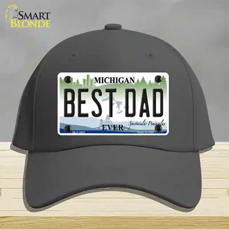 Best Dad Michigan State Novelty License Plate Hat Cotton / Charcoal