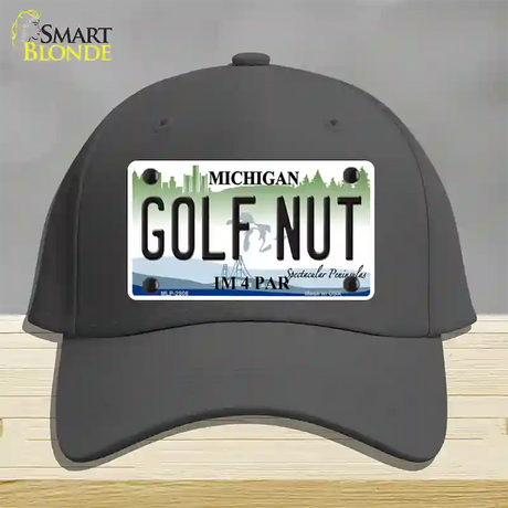 Golf Nut Michigan State Novelty License Plate Hat Cotton / Charcoal