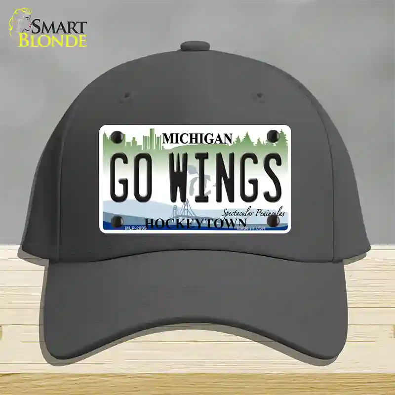 Go Wings Michigan State Novelty License Plate Hat Cotton / Charcoal