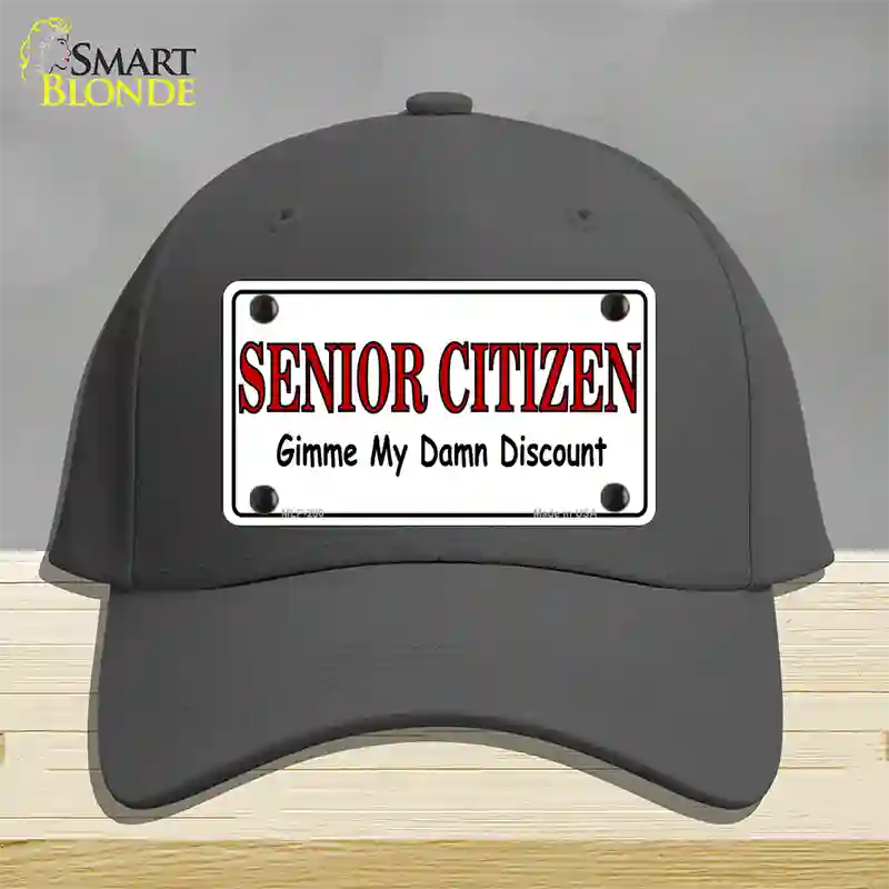 Senior Citizen Discount Novelty License Plate Hat Cotton / Charcoal