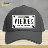 Vieques Puerto Rico Novelty License Plate Hat Cotton / Charcoal