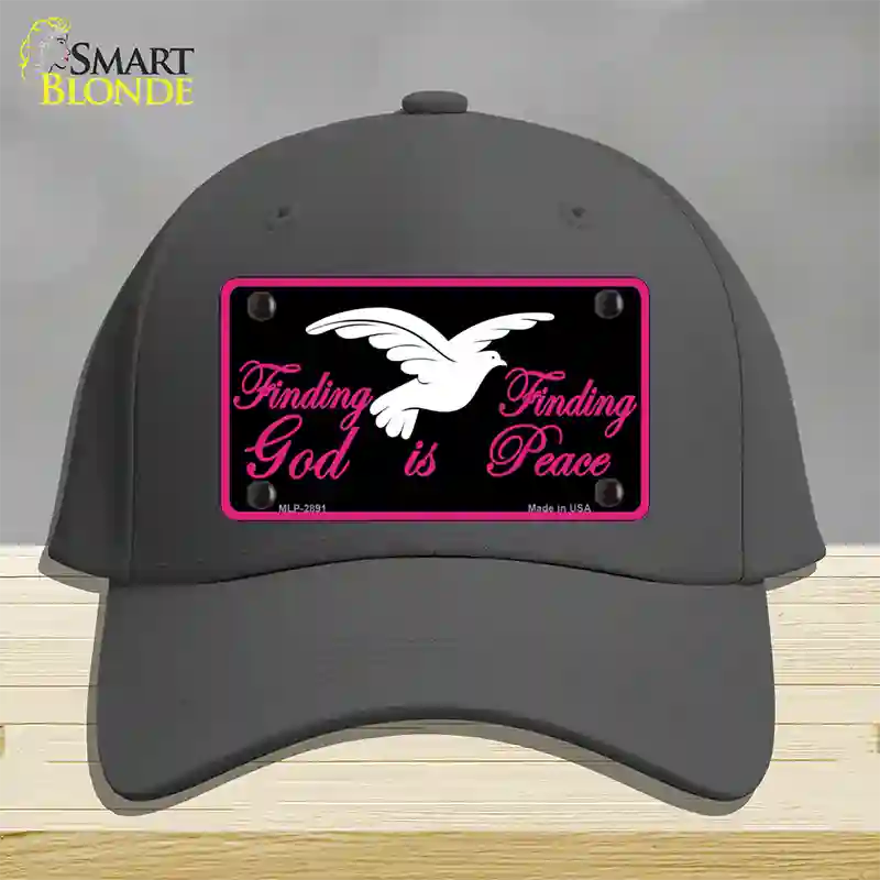 Finding God Finding Peace Black Novelty License Plate Hat Cotton / Charcoal