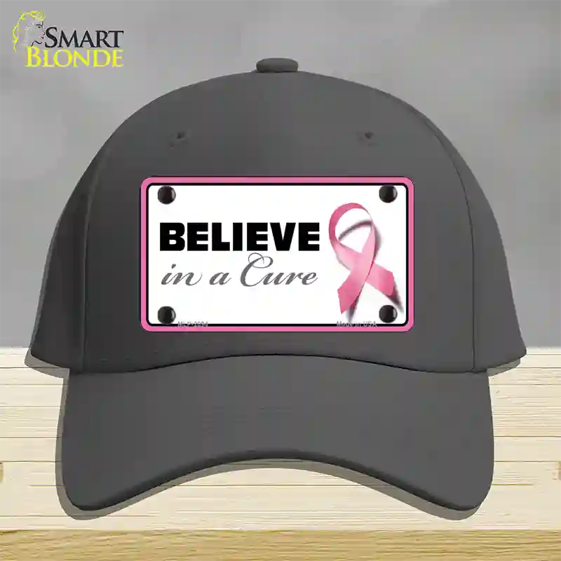 Believe In A Cure Novelty License Plate Hat Sign Cotton / Charcoal