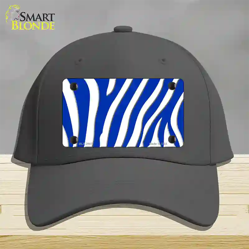 Blue White Zebra Novelty License Plate Hat Cotton / Charcoal