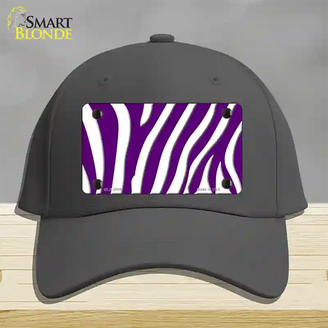 Purple White Zebra Novelty License Plate Hat Cotton / Charcoal