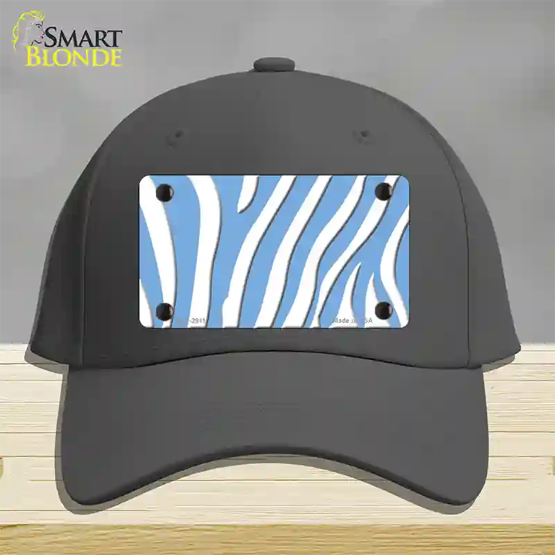 Light Blue White Zebra Novelty License Plate Hat Cotton / Charcoal