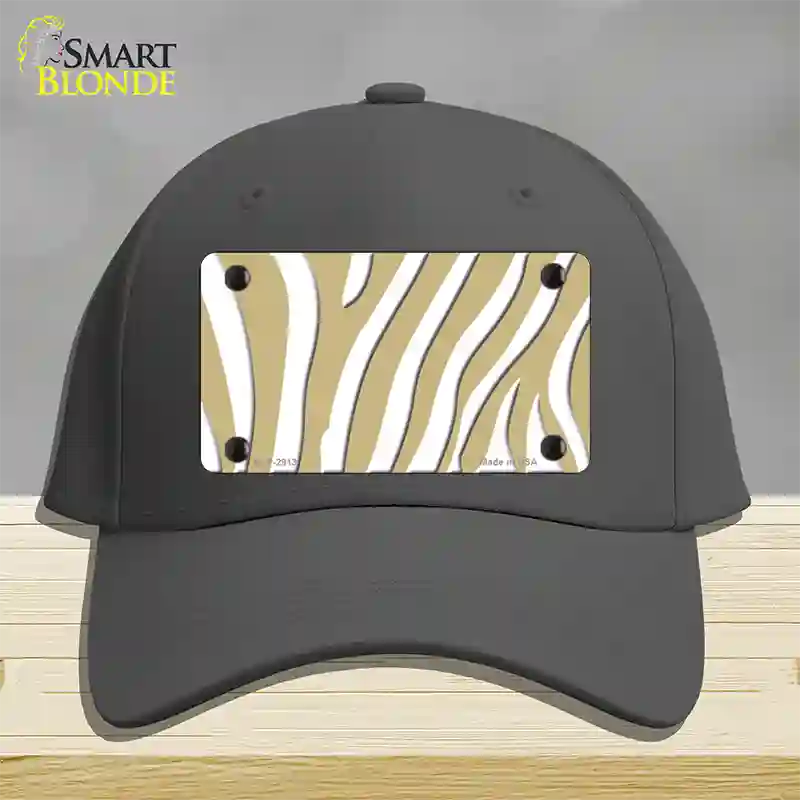 Gold White Zebra Novelty License Plate Hat Cotton / Charcoal