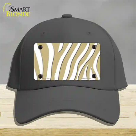 Gold White Zebra Novelty License Plate Hat Cotton / Charcoal