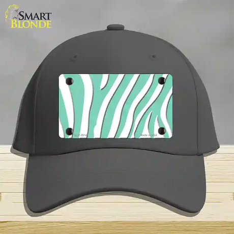 Mint White Zebra Novelty License Plate Hat Cotton / Charcoal