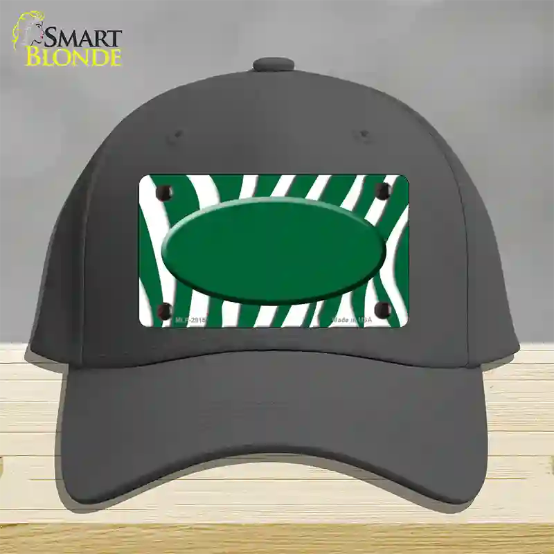 Green White Zebra Green Center Oval Novelty License Plate Hat Cotton / Charcoal