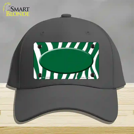 Green White Zebra Green Center Oval Novelty License Plate Hat Cotton / Charcoal