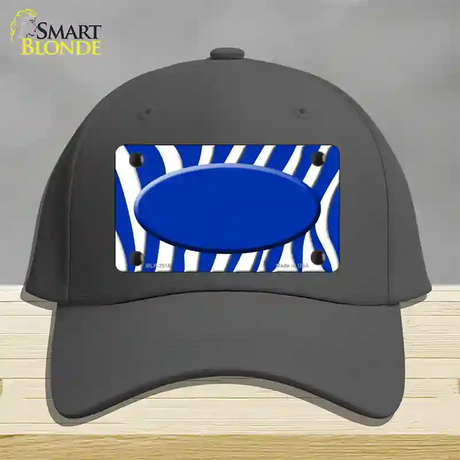 Blue White Zebra Blue Center Oval Novelty License Plate Hat Cotton / Charcoal