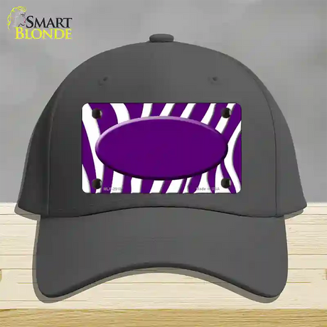 Purple White Zebra Purple Center Oval Novelty License Plate Hat Cotton / Charcoal