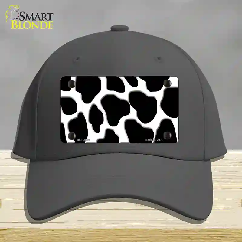 Black White Giraffe Novelty License Plate Hat Cotton / Charcoal