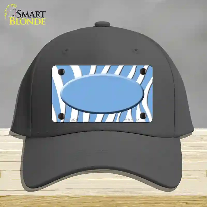 Light Blue White Zebra Light Blue Center Oval Novelty License Plate Hat Cotton / Charcoal