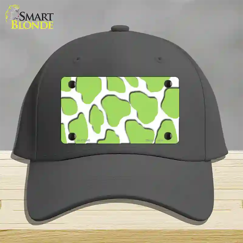 Lime Green White Giraffe Novelty License Plate Hat Cotton / Charcoal