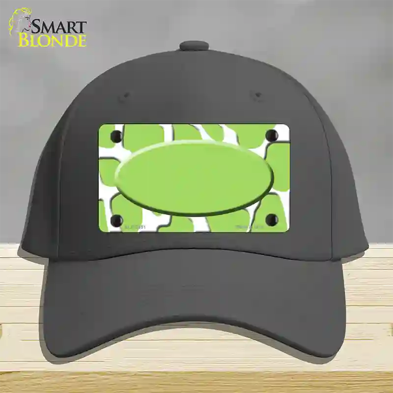 Lime Green White Giraffe Lime Green Center Oval Novelty License Plate Hat Cotton / Charcoal